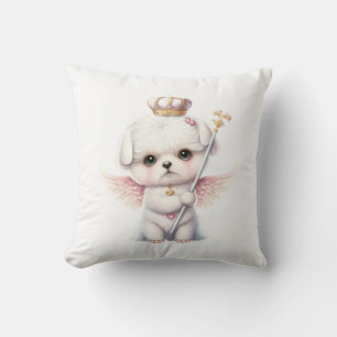 Furry Joy: Angel Wing Maltese Dog Welppy Gift Kissen