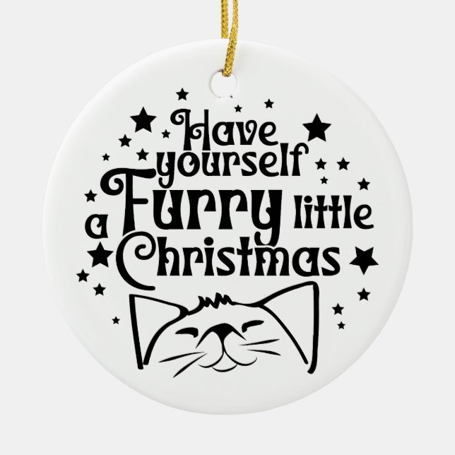 Furry Little Christmas | beidseitig Keramik Ornament (Vorne)