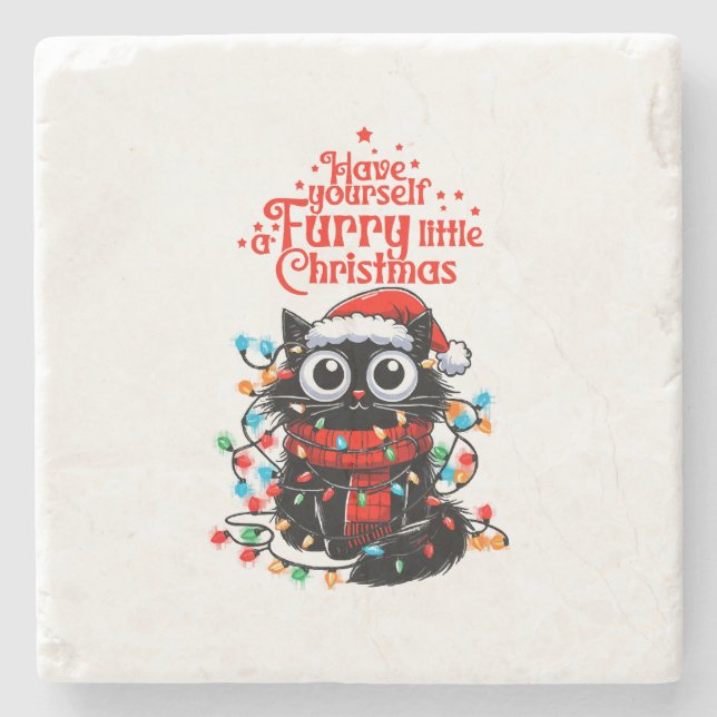 Furry Little Christmas Steinuntersetzer (Vorderseite)