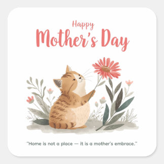 Furry Love on Mother’s Day Quadratischer Aufkleber