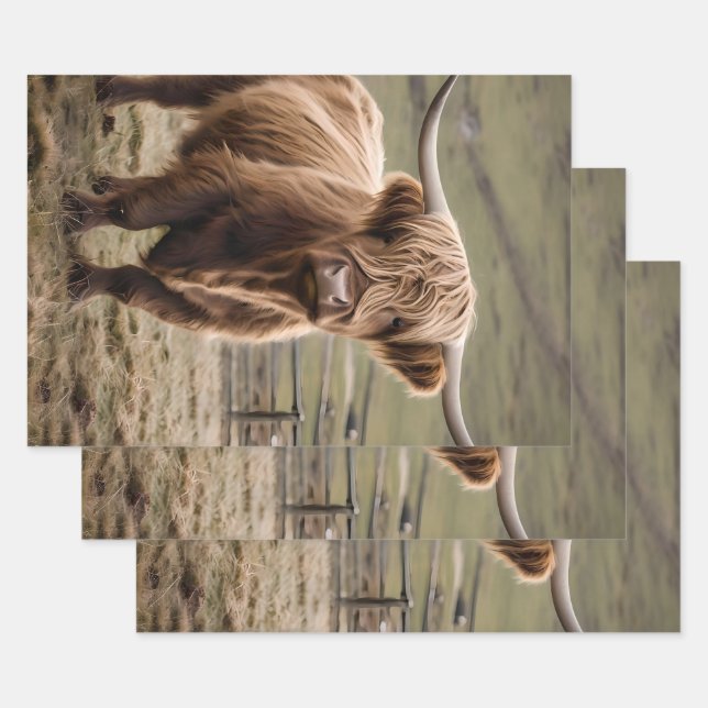 **"Furry Majestät: The Wooly Brown Highland Cow"** Geschenkpapier Set (Set)