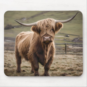 **"Furry Majestät: The Wooly Brown Highland Cow"** Mousepad