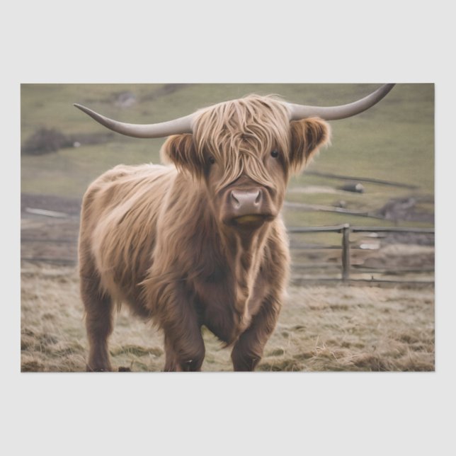 **"Furry Majestät: The Wooly Brown Highland Cow"** Seidenpapier (Vorderseite)