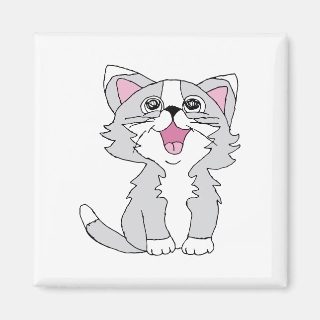 Furry Niedlich Cat Ästhetische Happy Cat Clipart Z Magnet (Vorne)