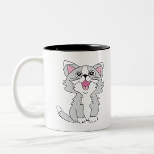 Furry Niedlich Cat Ästhetische Happy Cat Clipart Z Zweifarbige Tasse