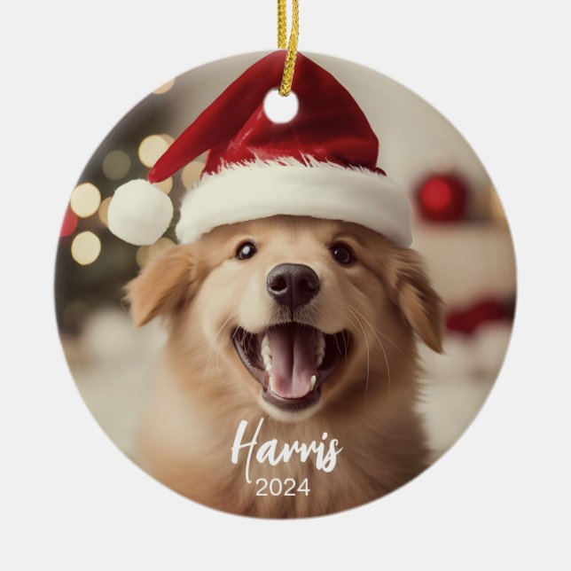 Furry + Niedlicher Hund Foto Weihnachtsschmuck (Vorne)