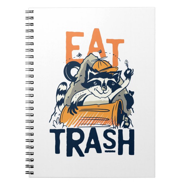 Furry Raccoon mit Trash Text essen Notizblock (Vorderseite)