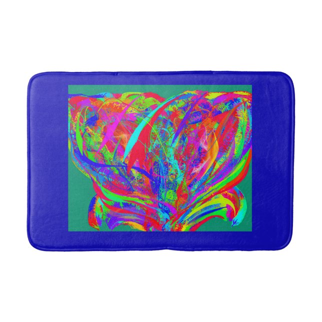 Furry Rainbow Colored Flower Badematte (Vorderseite)