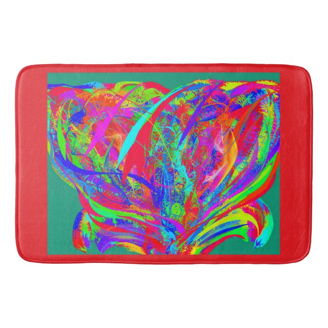 Furry Rainbow Colored Flower Badematte (Vorderseite)