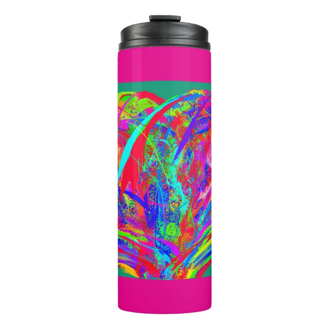 Furry Rainbow Colored Flower Thermal Tumbler Thermosbecher (Vorderseite)