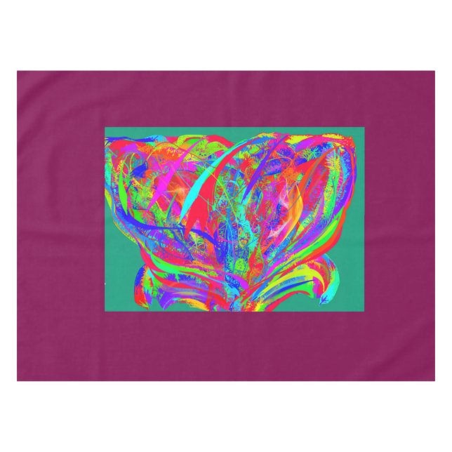 Furry Rainbow Colored Flower Tischdecke (Vorderseite (Horizontal))