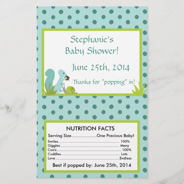 Furry Woodland Blue Microwave Popcorn Wrapper Flyer (Vorne)