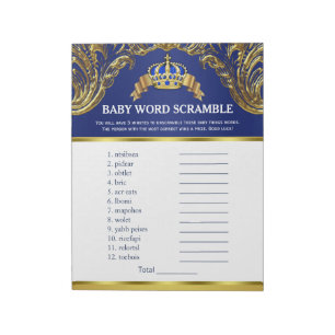 Fürst Baby Shower Wortverdrehspiel Notizblock