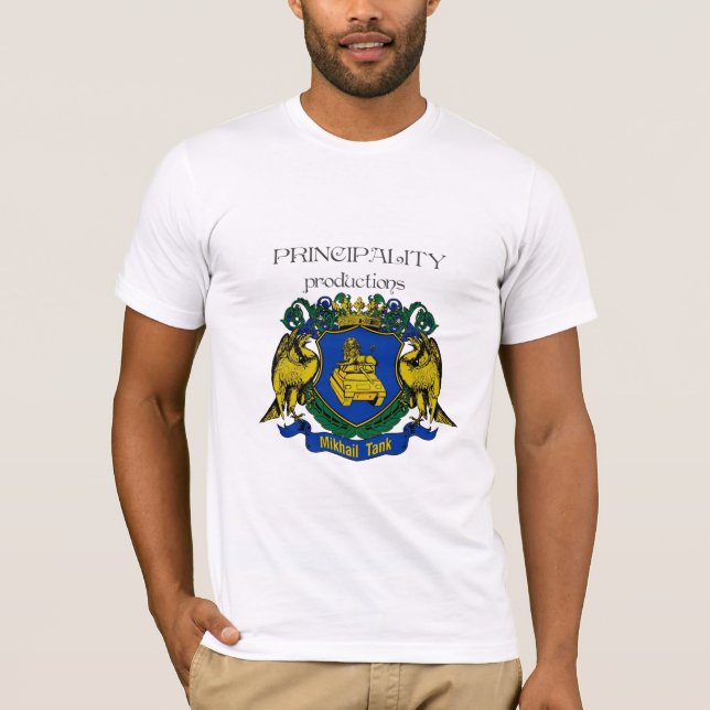 Fürstentums-Produktionslogo durch Mikhail Behälter T-Shirt (Vorderseite)