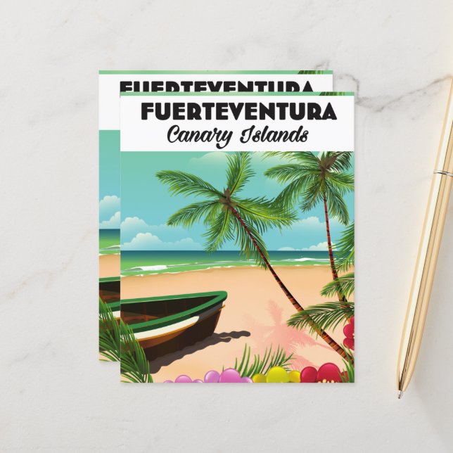 Fürteventura Kanarische Inseln Urlaub Postkarte. (Vorderseite/Rückseite Beispiel)