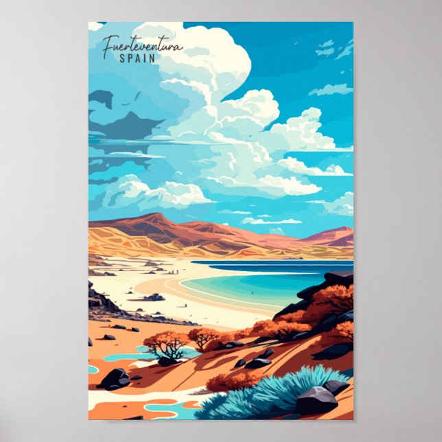 Fürteventura Spanien Vintage Illustration Poster (Vorne)