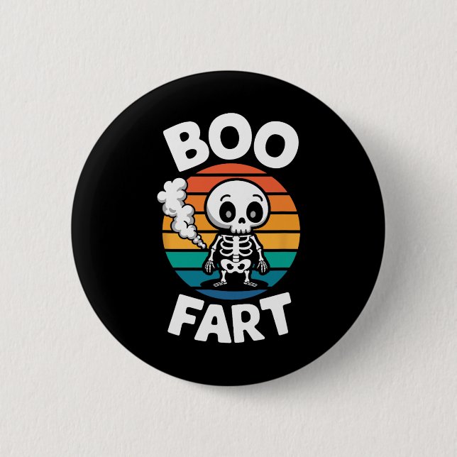 Furz Funny Farnskelett zu Halloween Button (Vorderseite)