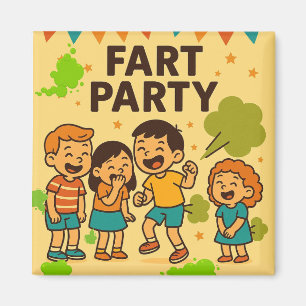 Furz Party Funny Cartoon Magnet
