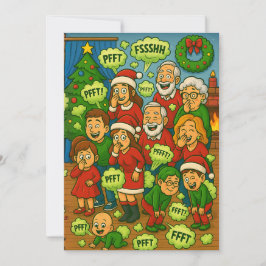 Furzende Familien-Weihnachtschaos Feiertagskarte