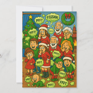 Furzende Familien-Weihnachtschaos Feiertagskarte