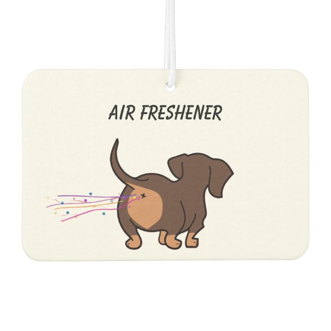 Furzender Dachshund Autolufterfrischer (Vorderseite)