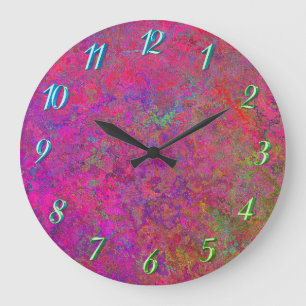 Fuschia and turquoise texture große wanduhr