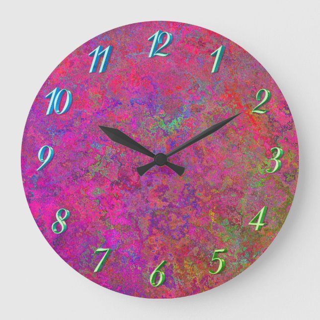 Fuschia and turquoise texture große wanduhr (Vorderseite)