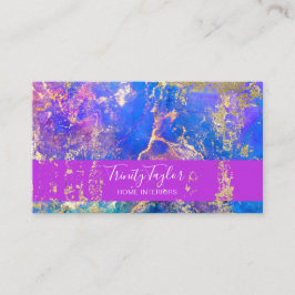Fuschia Blue Marble Ink & Gold Foil Visitenkarte