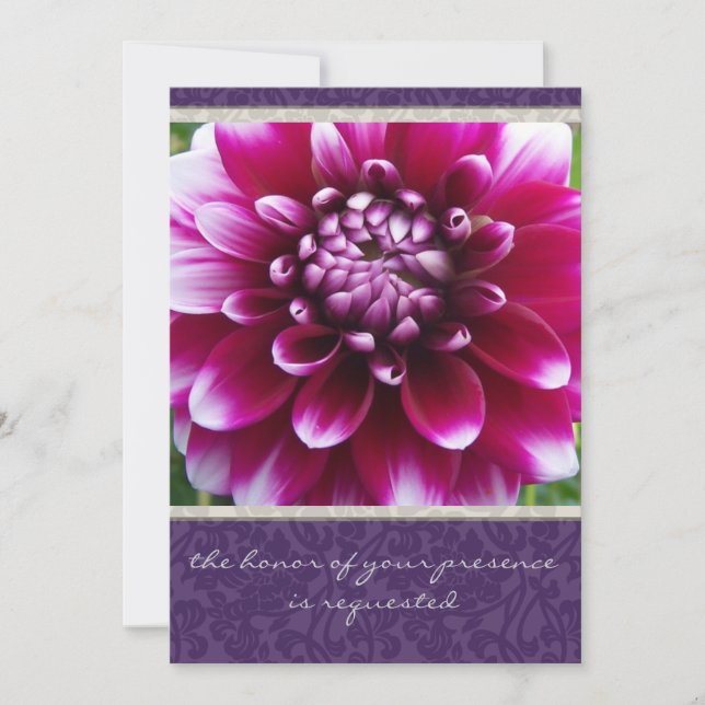 Fuschia Dahlia Faire-part de mariage violette (Devant)