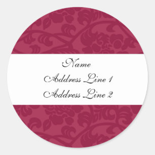 Fuschia Damask Address Labels Runder Aufkleber