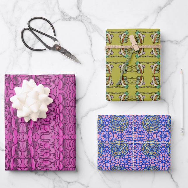 FUSCHIA DOODLE PARTY WRAPPER PAPIER (Recto)
