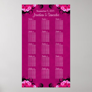 Fuschia floral foncé 15 Mariages Tableau de siège