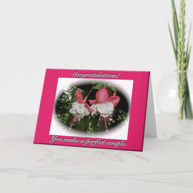 Fuschia Heirat-Glückwunsch-Karte Karte (Vorderseite)