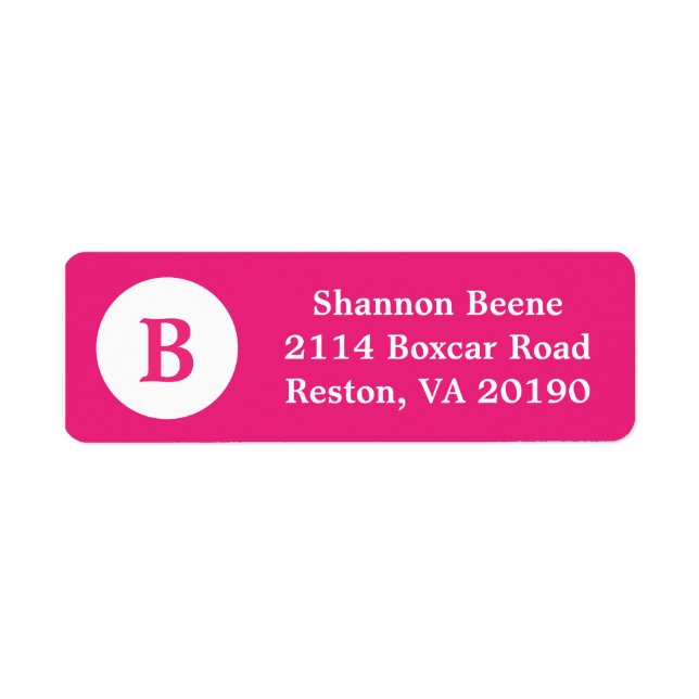 Fuschia Monogram Dot Address Labels (Vorne)