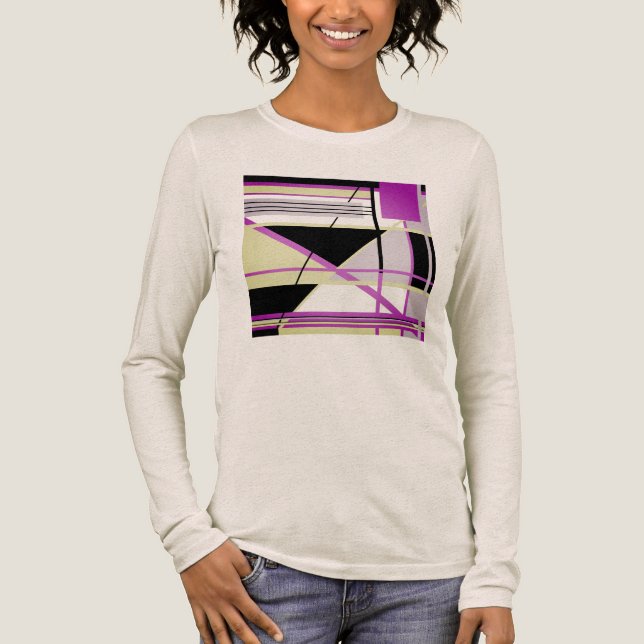 Fuschia Olive Lilac Abstrakte Kunst Tri-Blend Shirt (Vorderseite)