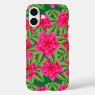 Fuschia Pink Camellias und grüne Blätter iPhone 16 Plus Hülle