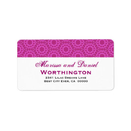 Fuschia Pink Circle Blume Wedding Ver D001 Adressaufkleber