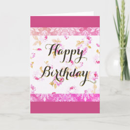Fuschia Pink Rose Happy Birthday Grußkarte Karte