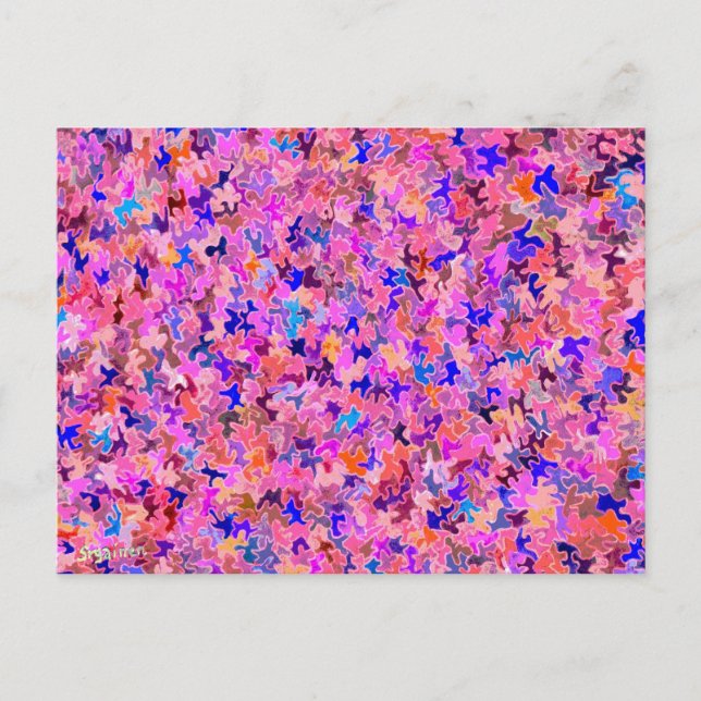 Fuschia Puzzle Pièces Carte postale (Devant)