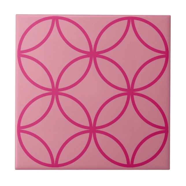 Fuschia-rosa-Blume wiederholt sich auf rosa Fliese (Vorderseite)