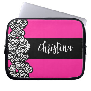 Fuschia rosa Schwarz-weißer Zebrammenname Laptopschutzhülle