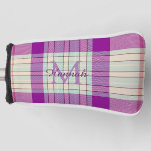 Fuschia Schottisches Kariertes Muster Personalisie Golf Headcover