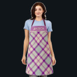 Fuschia Scottish Tartan Kariertes Muster Personali Schürze<br><div class="desc">Leichte Fuschia karierte Schürze mit der Option,  um zu personalisieren.</div>