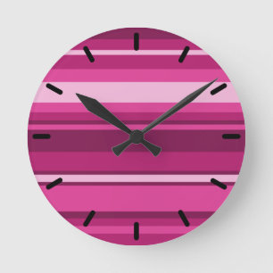 Fuschia-Streifen Runde Wanduhr