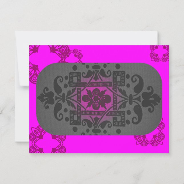 Fuschia und Grau - Moderne Antwortkarte RSVP Karte (Vorderseite)