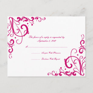 Fuschia und White Blüh Wedding RSVP Karte