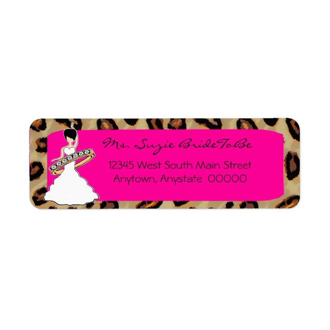 Fuscia Leopard Bride Address Labels (Vorne)