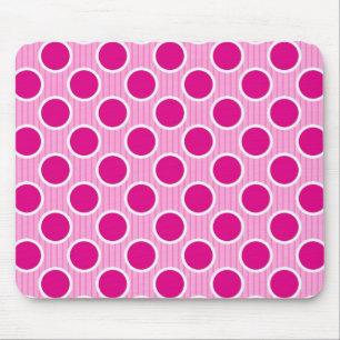 Fuscia Punkte auf rosa Streifen Mousepad