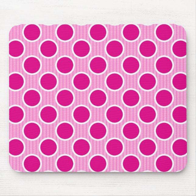 Fuscia Punkte auf rosa Streifen Mousepad (Vorne)