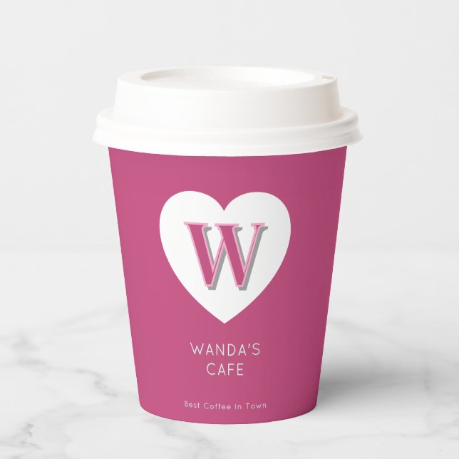 Fushcia Rose Pink Custom Business oder Personal Pappbecher (Vorderseite)